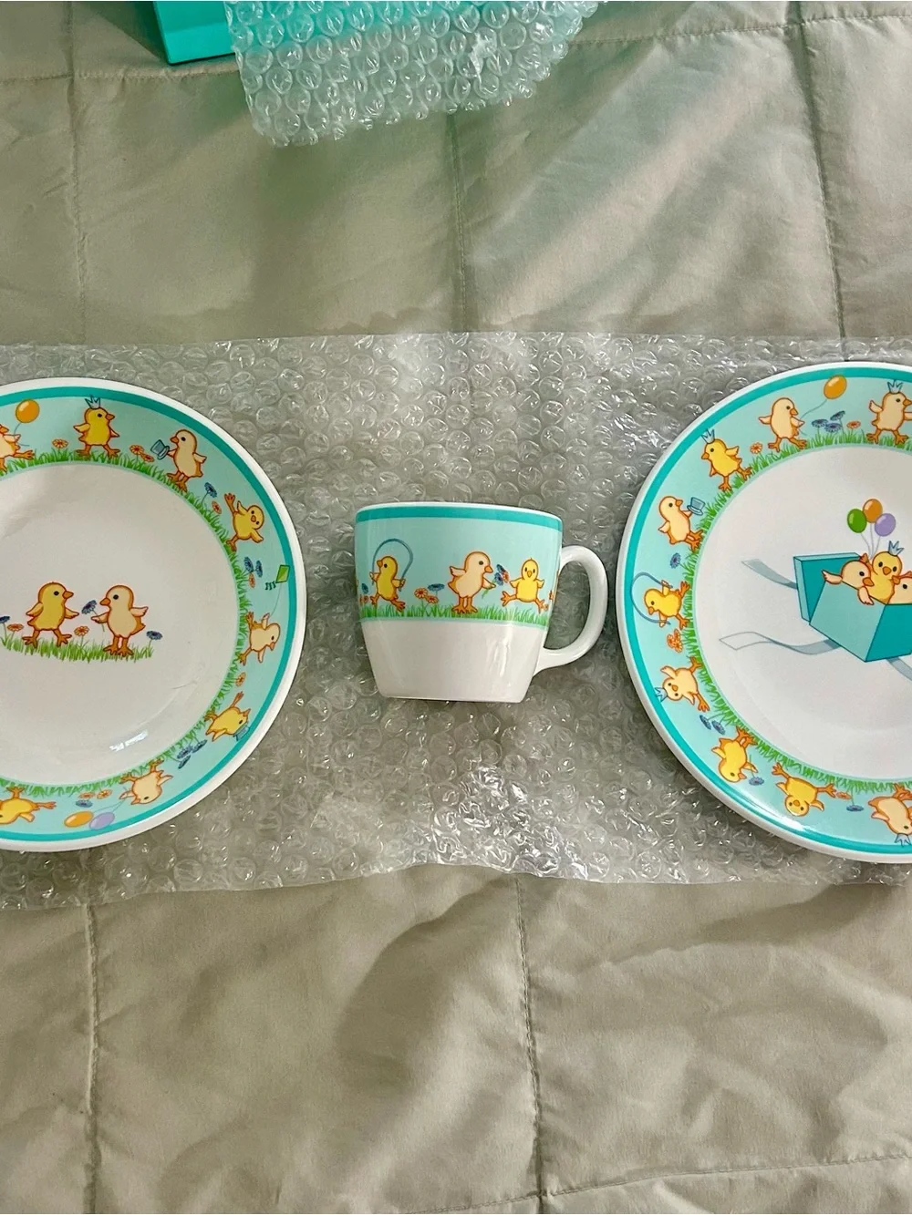 Tiffany & Co “Tiffany Chicks” 3-Piece Baby/Children’s Cup, Bowl & Plate Set *New